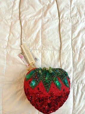 Beaded Strawberry Clutch Crossbody Bag Rhinestone